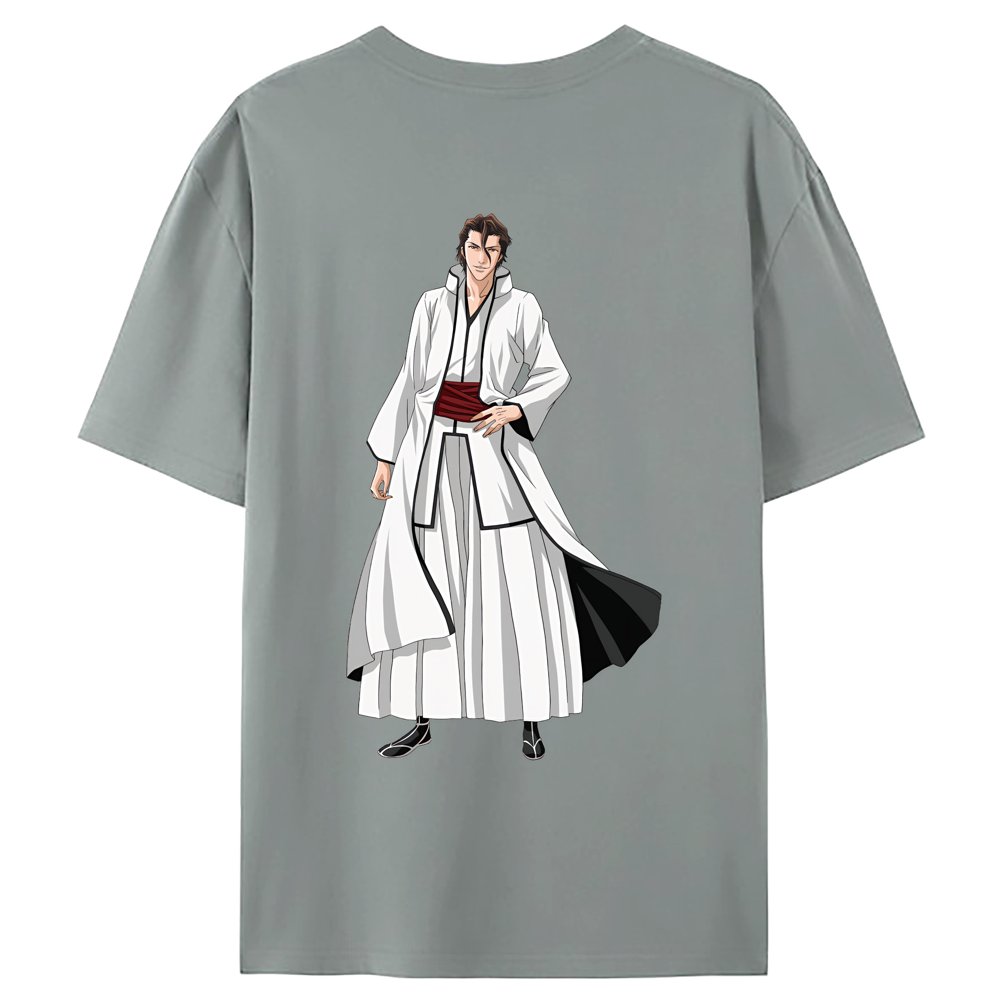 （画像用） ブリーチ 藍染 惣右介（あいぜん そうすけ） BLEACH Aizen Sousuke 綿100％ メンズ半袖Tシャツ（バックプリント） 通気性